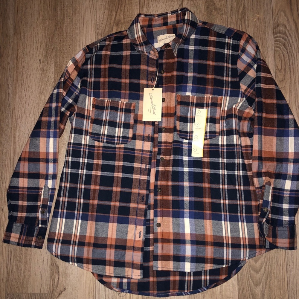 Blue Plaid button up long sleeve shirt